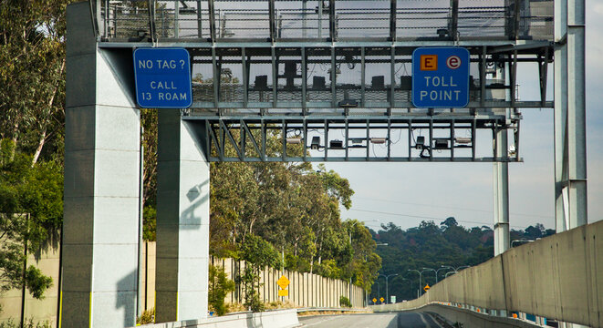 E-Toll tag point on motorway exit