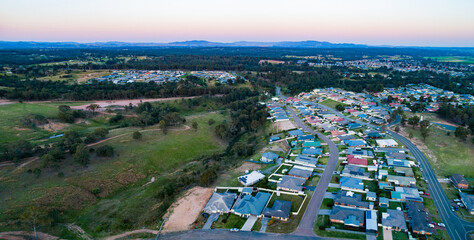 Houses and paddocks at the edge of town - singleton in the Hunter Valley