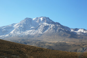 Obraz premium Mount Savalan (Sabalan) in Iran. Savalan is the third highest mountain in Iran. It’s 4811 meters altitude.
