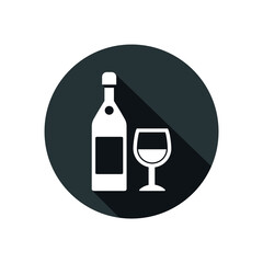 Vector image. Image of a bottle and a glass. Celebration icon.