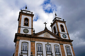 Naklejka premium Ancient church in historic city of Sao Joao del Rei, Brazil