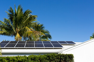 Solar panels on an Australian house at Noosa, Queensland
