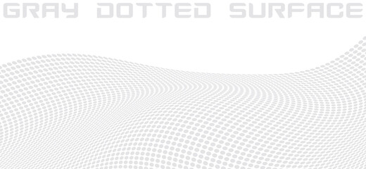 Gray dotted curved surface. Simple vector pattern