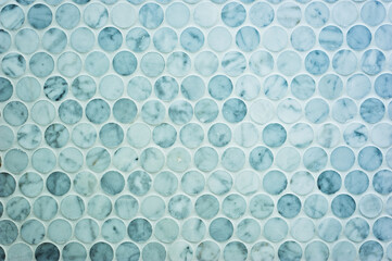 background of round blue tiles