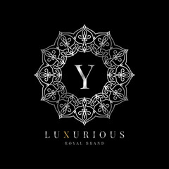 letter Y luxury round alphabet logo template vector mandala for premium brand, personal branding identity, boutique, spa, wedding, gown, make up artist and cosmetic