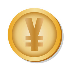 Obraz premium Isolated yen coin gold in white background financial icon- Vector