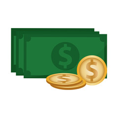 Isolated dollar money in white background financial icon- Vector