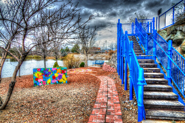 Memorial Garden with Stairs, Trees and a Pathway