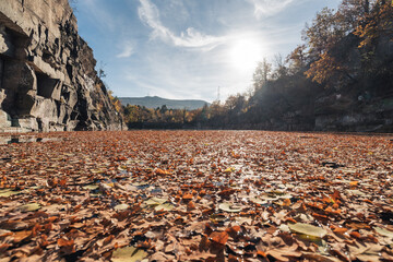 Aerial view on the old quarry Kantyna in Poland