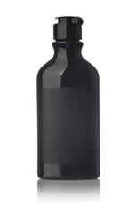 Black cosmetic bottle with blank label