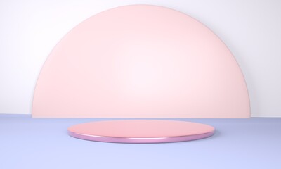 Product podium on pastel background 3d. Abstract minimal geometry concept. Studio stand platform theme. Exhibition and business marketing presentation stage.