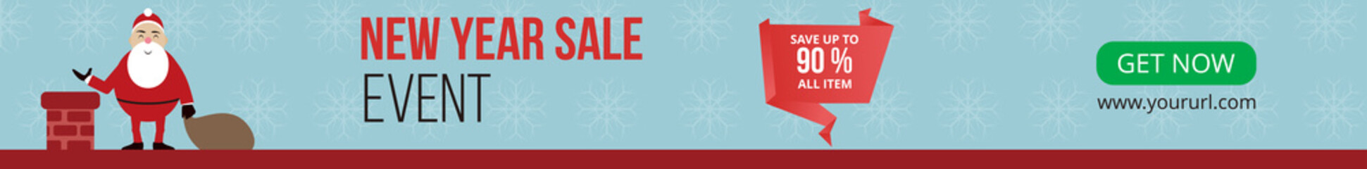 New Year sale event design. Christmas banner, Horizontal christmas poster, greeting cards, headers, website, etc