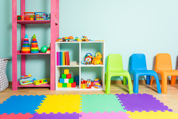 Interior of a children's room in a kindergarten - obrazy, fototapety, plakaty