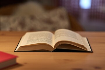 Open book on a table with shallow DoF