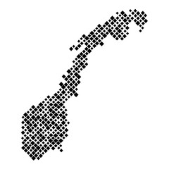 Obraz premium Norway map from pattern of black rhombuses of different sizes. Vector illustration.