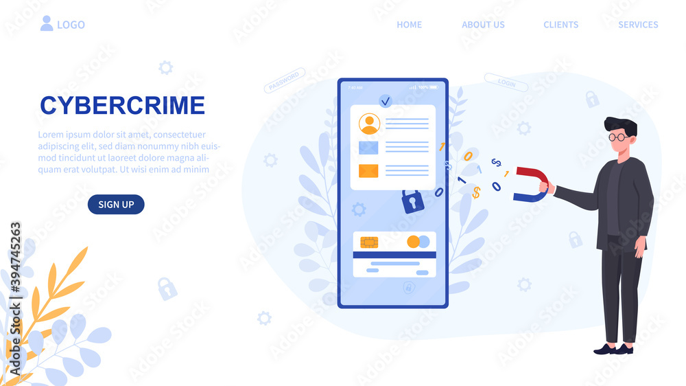 Aufkleber infographics of cybersecurity. concept of preventing smartphone of hacker attacks, internet crime an