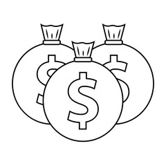 Isolated money bags draw in white background financial icon- Vector