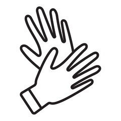 Fototapeta na wymiar Two gloves for hand protection line art icon for apps and websites.