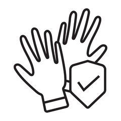 hand protection line art icon with two gloves concept for apps or websites