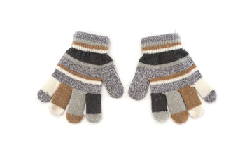  winter gloves isolated on white background.