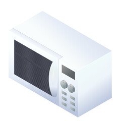 Microwave isometric icon isolated on white background. Vector illustration of kitchen equipment