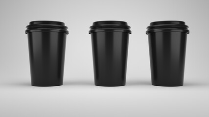 Black Paper Coffee Cups Mockup 3D illustration
