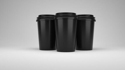 Black Paper Coffee Cups Mockup 3D illustration