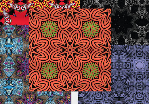 Seamless Pattern Collection with Mandala Motif