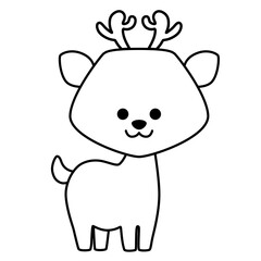 Black silhouette cute deer isolated on white background. Flat design for poster or t-shirt. Vector illustration