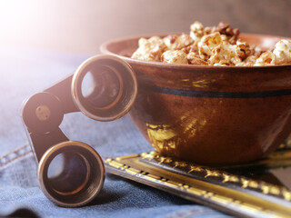opera glass made in USSR and popcorn