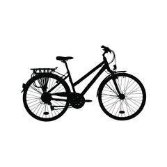 Long distance city bike for adults. Vector silhouette illustration on white background