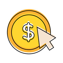 Isolated money button shop online digital marketing colorful icon in white background- Vector