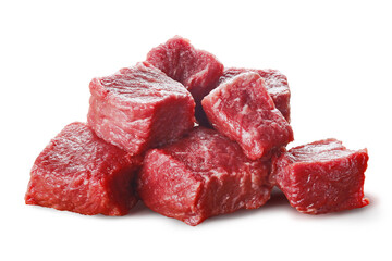 Cubic cuts of raw meat