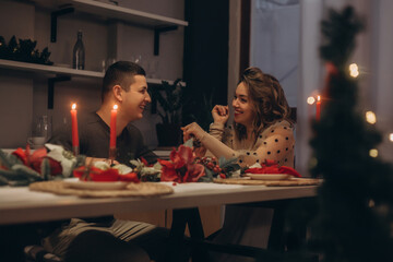 happy couple celebrating new year