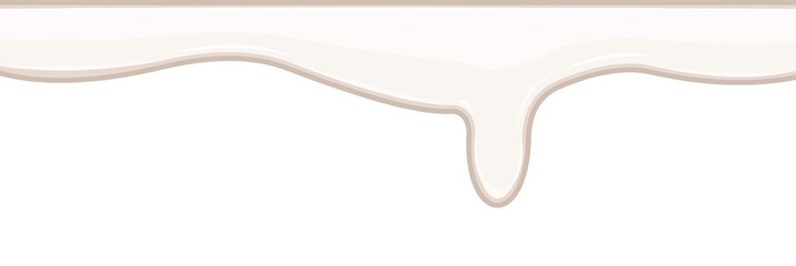 Obraz premium Flows of white liquid. Dairy, yogurt, ice cream or milk. White paint flowing down thick. Custard. The drops are slipping. The isolated object on a white background. Frame. Vector