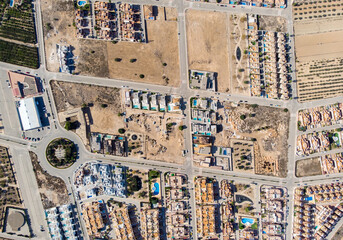 Construction of new settlement, aerial view. Spain