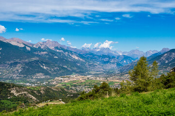 Fototapeta na wymiar Alpine landscape of the French alps, Risoul in the Provence Alpes, France