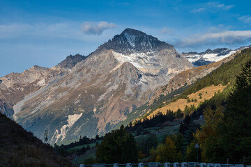 Alpine landscape of the French alps, Lanslevillard in the Provence Alpes, France