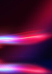 Neon abstract light rays on a dark background. Light effect, laser show, surface reflection. Ultraviolet radiation, nightclub. 3d illustration