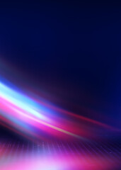 Fototapeta premium Neon abstract light rays on a dark background. Light effect, laser show, surface reflection. Ultraviolet radiation, nightclub. 3d illustration