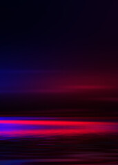 Abstract dark futuristic background. Ultraviolet multicolored beams of neon light reflect off the water. Background of empty stage show, beach party. 3d illustration