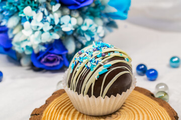 Milk chocolate bomb with mini marshmallows, white chocolate, milk chocolate and hot cocoa....
