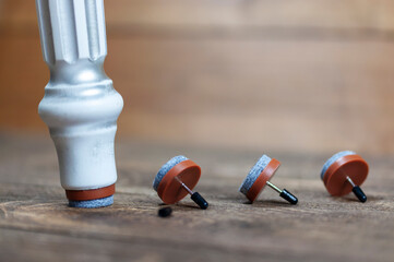 Obraz premium Fisk for furniture on a wooden background