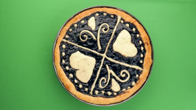 Czech traditional cake "kolac" on white