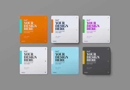 Rounded Corner Square Paper Mockup