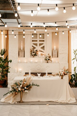 Banquet hall for weddings with decorative elements