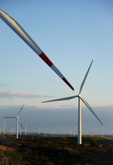 wind turbine with beautiful blue sky, Portoscuso,south Sardinia
