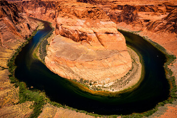 Red rock canyon desert. Horseshoe Bend, Page, Arizona. Horse Shoe Bend on Colorado River, Grand Canyon.