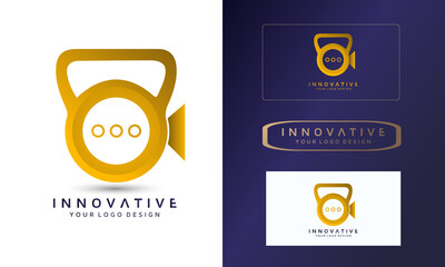 Video logo design, dumbbell icon, symbol vector illustration design template