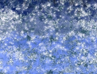 Blue Ice Icy Snowflake Fractal Formation Christmas background